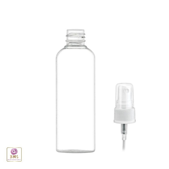 3 oz. PET clear round spray bottle with a overcap