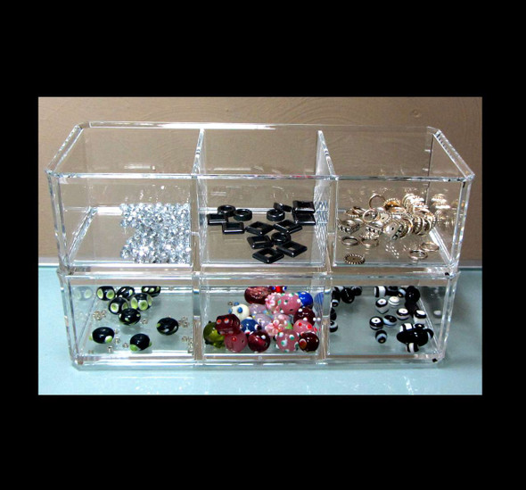 Acrylic 3-Compartment Stackable Organizers • 5698 Beauty Makeup Supply