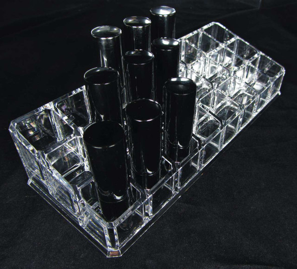 Acrylic Cosmetic Makeup Organizer 3-Tier 24 Lipstick Holder • 5638 Beauty Makeup Supply
