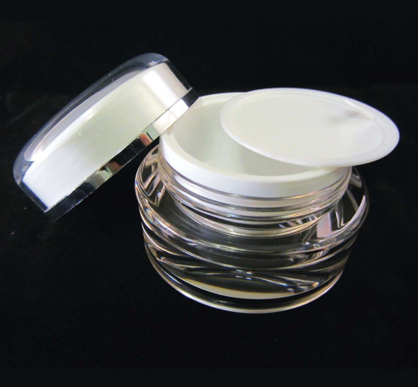 Acrylic Cream Jars Cosmetic Beauty Containers w/ Sealing Disc 15ml • 3115 Beauty Makeup Supply