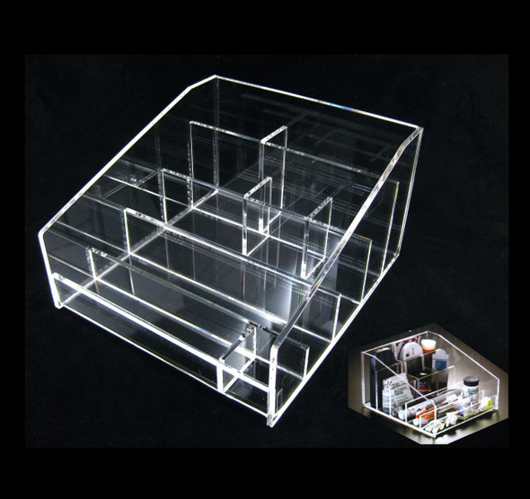 Acrylic Diabetic Testing Instrument & Supplies Storage Tray Organizers • 5671 Beauty Makeup Supply