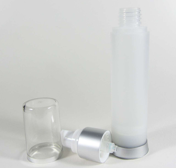 Airless Pump Bottle & Cap Serum Lotion Refillable Bottles - 50 ml (Frost) • 5022 Beauty Makeup Supply.com