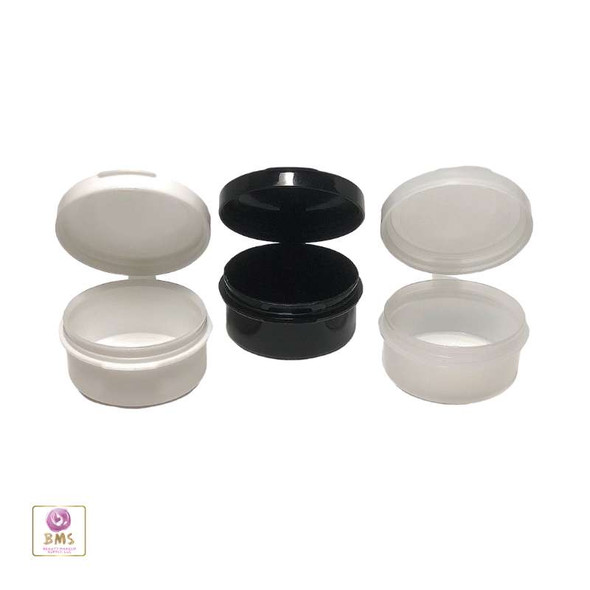 Cosmetic Hinged Lid Jars Beauty Containers - 10 Ml (Natural / White / Black) • 5098 / 5095 / 5099 Beauty Makeup Supply
