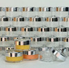 Cosmetic Jars - 10 Gram (Gold Trim / Silver Trim Acrylic Window Caps) • 3012 / 3011 Beauty Makeup Supply