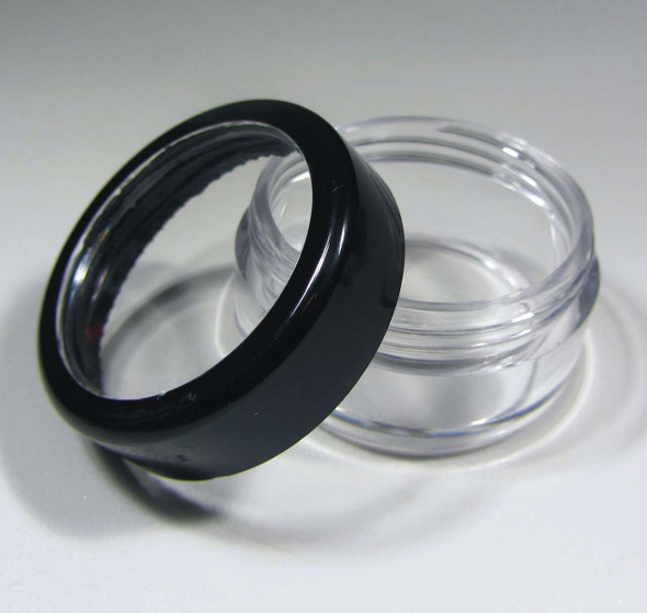 Cosmetic Jars Plastic Beauty Containers - 10 Gram (Black Trim Acrylic Window Lids) • 3010 Beauty Makeup Supply