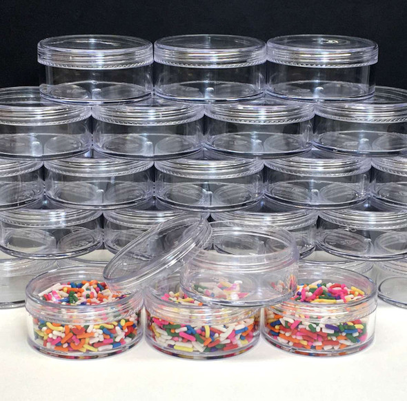 Cosmetic Jars Plastic Beauty Containers - 50 Gram (Clear Cap) • 3057 Beauty Makeup Supply