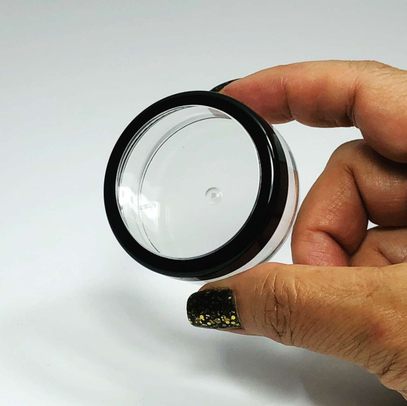 Cosmetic Jars Plastic Beauty Containers with Lids - 20 Gram (Black Trim) • 3020 Beauty Makeup Supply