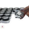 Cosmetic Jars Thick Wall Clear Beauty Containers with Black Trim Acrylic Window Cap and a hold showing the square cosmetic jar base