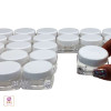 Cosmetic Jars Thick Wall Square Beauty Containers 10 Ml (Clear / White / Black Cap)