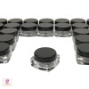 Cosmetic Jars Thick Wall Square Beauty Containers 10 Ml (Clear / White / Black Cap)