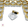 Gold Trim Clear Lid Cosmetic Jars Thick Wall Square Beauty Containers 10 Ml