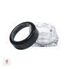 A Beauty Containers  5 Ml with a Black Trim Acrylic Window Lid open sitting on the side of the thick wall square cosmetic jar base