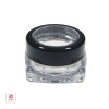 A Cosmetic Jars with Thick Wall Square Base and Black Rim Acrylic Window Cap closed