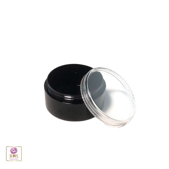 Cosmetic Sifter Jars Plastic Black Beauty Containers with Lids - 30 Gram (Black / Clear Lid) Beauty Makeup Supply