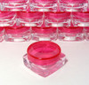 Mini square cosmetic jars with red lids