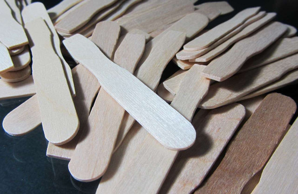 Disposable Mini Wood Cosmetic Spatulas Lipstick Tester Makeup Blending Tool (25) • 5010 Beauty Makeup Supply