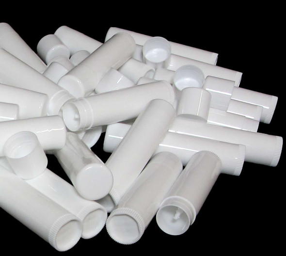 Lip Balm Tubes Plastic Beauty Containers - 0.15 oz. White Rounded Edge Caps • 9160 Beauty Makeup Supply