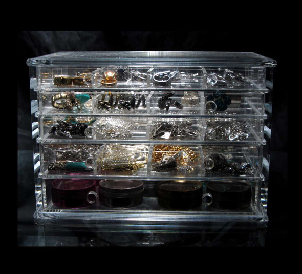Luxury Acrylic 5-Drawer Jewelry Storage Organizer Box • 5692 Beauty Makeup Supply