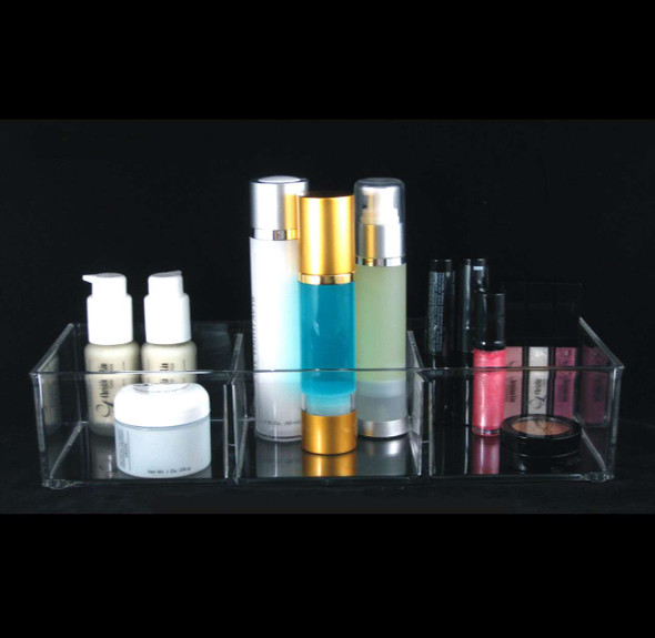 Luxury Large Acrylic Cosmetic Beauty Organizers 3-Compartment • 5643 Beauty Makeup Supply