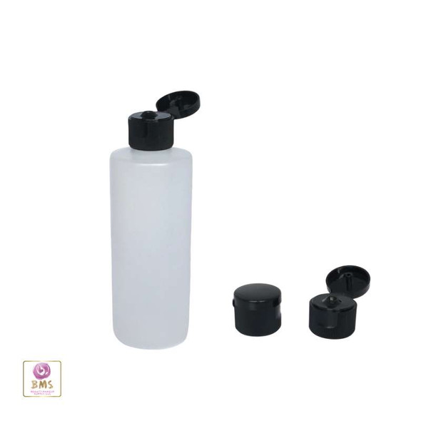 Plastic Bottles HDPE Cylinder Liquid Bottles Flip Top Cap - 4 oz. (Natural) • 9764FB Beauty Makeup Supply