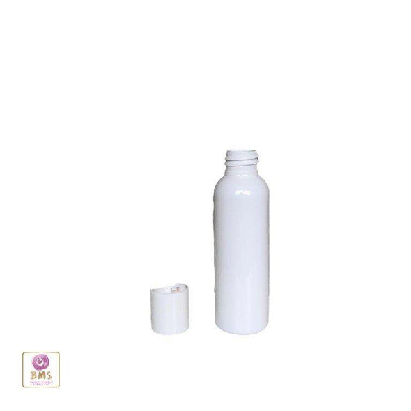 Plastic Bottles PET Refillable Cosmo Round Bottles with Disc Top Caps - 2 oz (White) 9772DW Beauty Makeup Supply