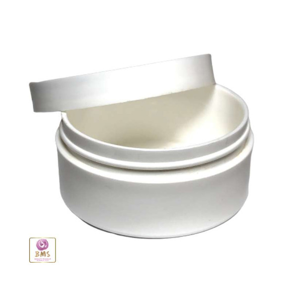 Plastic Jars Low Profile Thick Wall White Containers - 2 oz. (White / Black) • 9332 / 9335 Beauty Makeup Supply