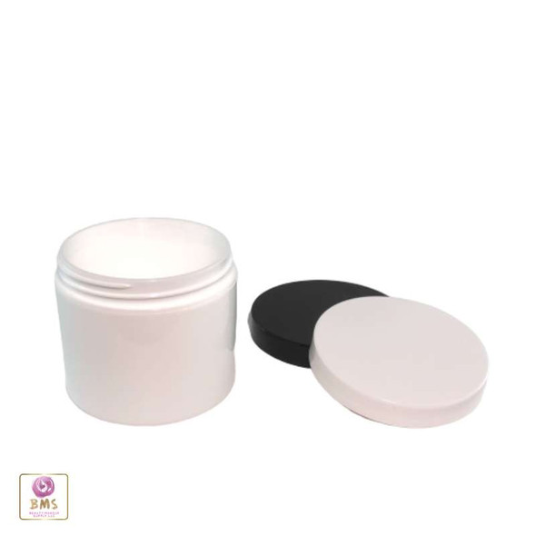 Plastic Jars White Double Wall Containers 4 oz. (White / Black Cap) • 9311 / 9312 Beauty Makeup Supply