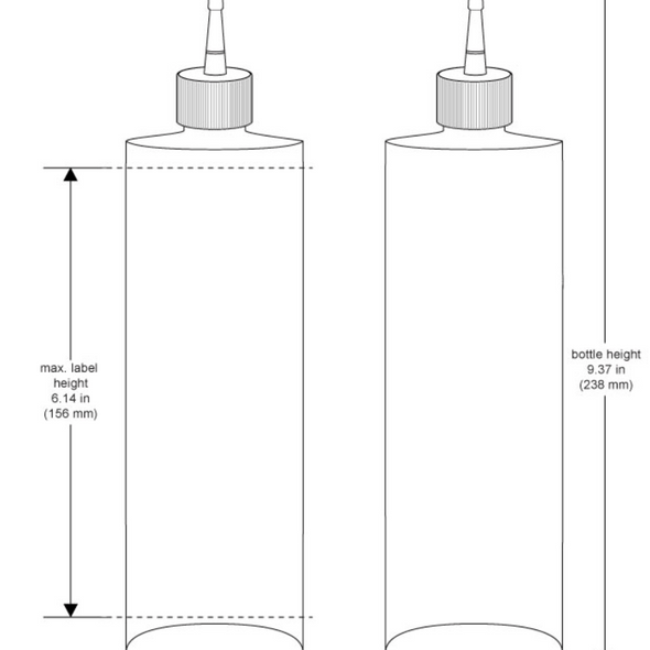 Line drawing of 16oz natural HDPE cylinder bottles