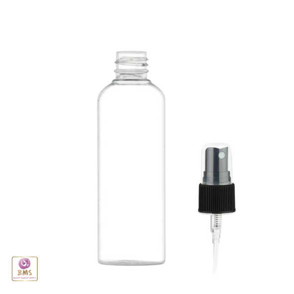 3 oz Clear PET Bullet Round Plastic  Bottle with a black sprayer