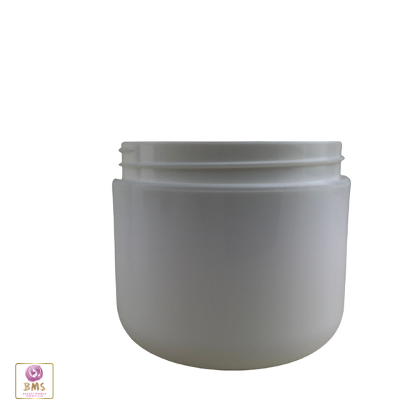 Plastic Jars White Double Wall Radius Containers 4 oz.  (White / Black Cap) • 9315 / 9316