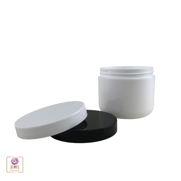 Plastic Jars White Double Wall Radius Containers 4 oz.  (White / Black Cap) • 9315 / 9316