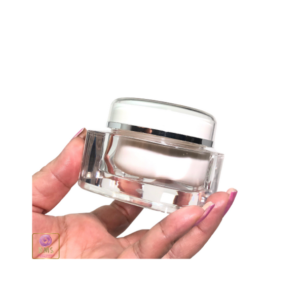 Acrylic Beauty Containers Square Cosmetic Cream  Jars w/ Sealing Disc 50ml • 3950