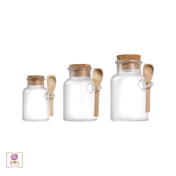 Frosted Apothecary Jar with Cap and Spoon beauty-makeup-supply