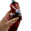 4 oz amber PET Cosmo oval bottle with clear snap top cap. Beauty-Makeup-Supply.com