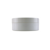 A sleek, white 4 oz plastic jar with a wide mouth and thick walls, made from durable polypropylene (PP) including a jar disc. www.Beauty-Makeup-Supply.com