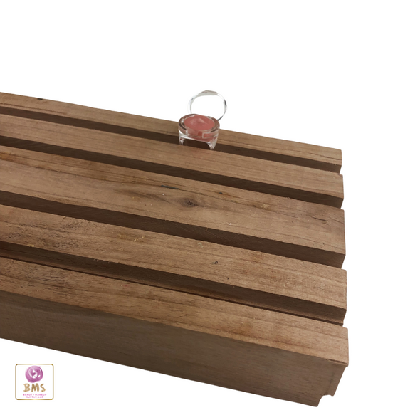 Lip Balm Ring Filling Wood Stand with a Lip Balm Ring Inserted