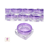 Mini square cosmetic jars with purple lids