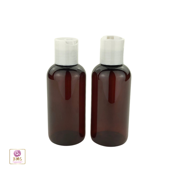 Plastic Bottles PET White Disc Top  4 oz. (Amber) • 9724DW