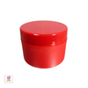 A all red beauty container with its lid closed